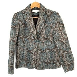 Harve Benard Petite Size 8P Blazer Jacket Wool Blend Lined Metallic Thread